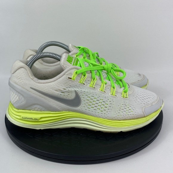 Nike Lunarglide 4 White/Green Running Shoes 531988-103 Women's Size 8 - Picture 4 of 13